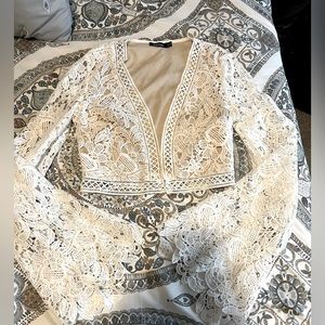 Boohoo white lace top